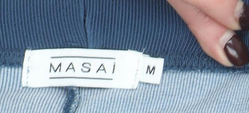 Masai Women Blue Ankle Leggings M Stretch Viscose Blend Zip Detail