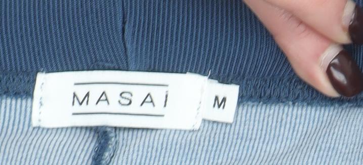 Masai Women Blue Ankle Leggings M Stretch Viscose Blend Zip Detail