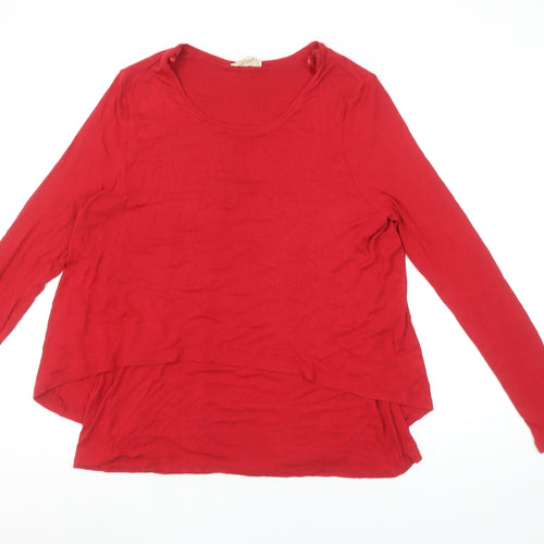 Phase Eight Women's Red Long Sleeve Jersey Blouse UK 14