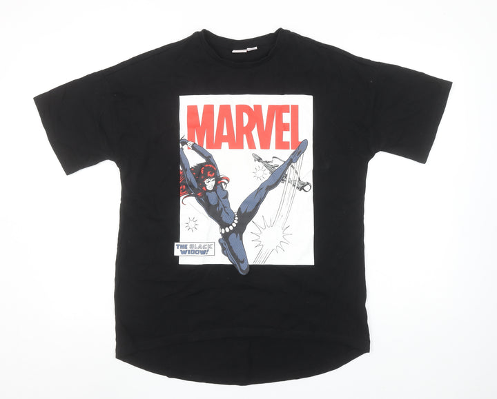 Primark Marvel Black Widow Black T-Shirt Womens 2XS Cotton Graphic