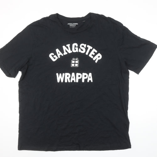 Jack & Jones Men’s Black XL Funny Gangster Wrappa T-Shirt
