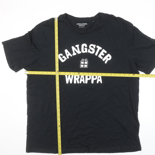 Jack & Jones Men’s Black XL Funny Gangster Wrappa T-Shirt