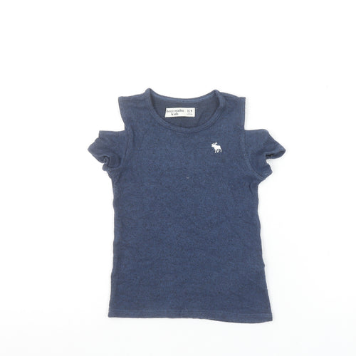 Abercrombie Kids Girls Blue Cut-Out Shoulder T-Shirt 3-4 Years