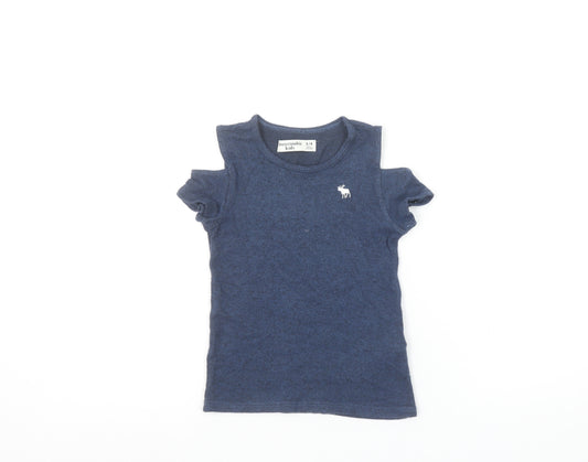 Abercrombie Kids Girls Blue Cut-Out Shoulder T-Shirt 3-4 Years