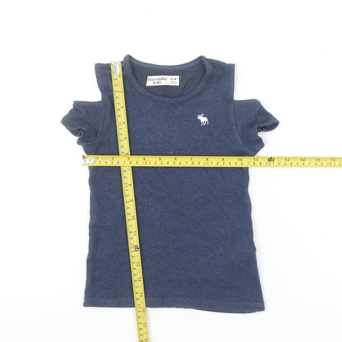 Abercrombie Kids Girls Blue Cut-Out Shoulder T-Shirt 3-4 Years
