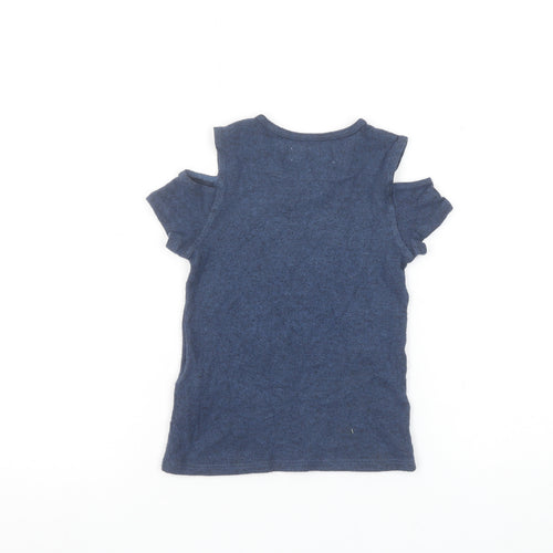 Abercrombie Kids Girls Blue Cut-Out Shoulder T-Shirt 3-4 Years