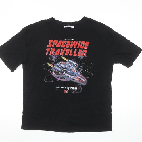 Pull & Bear Women's Black Space Graphic T-Shirt Size 10