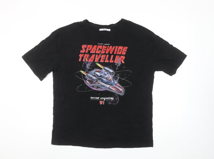 Pull & Bear Women's Black Space Graphic T-Shirt Size 10