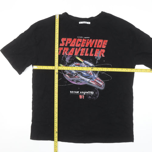 Pull & Bear Women's Black Space Graphic T-Shirt Size 10
