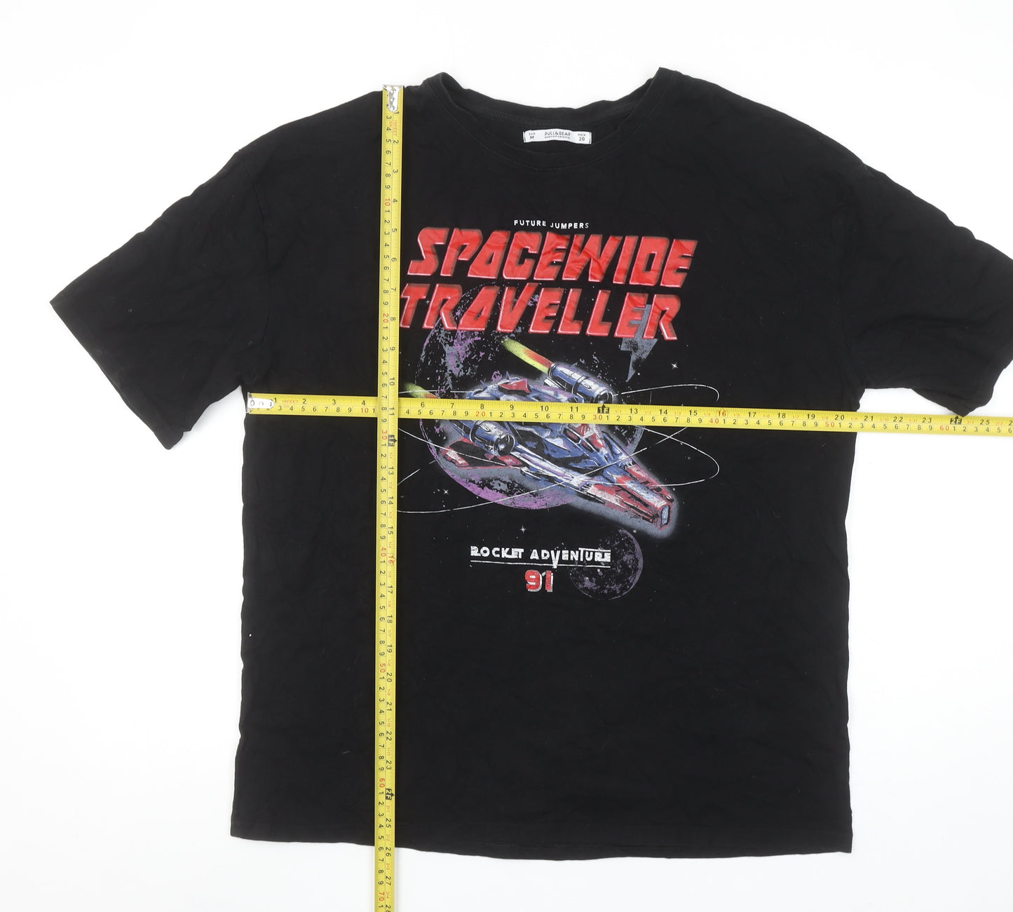 Pull & Bear Women's Black Space Graphic T-Shirt Size 10