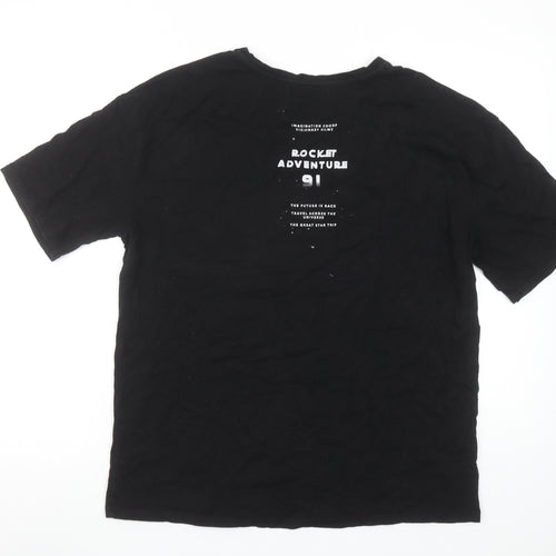 Pull & Bear Women's Black Space Graphic T-Shirt Size 10