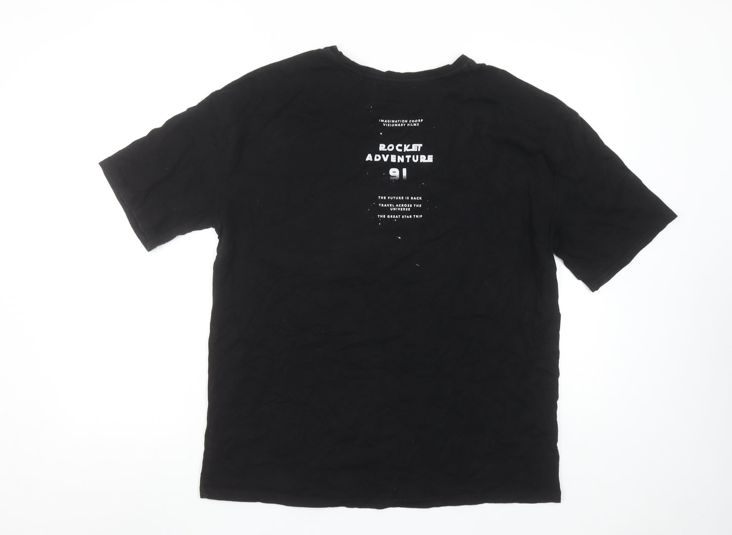 Pull & Bear Women's Black Space Graphic T-Shirt Size 10