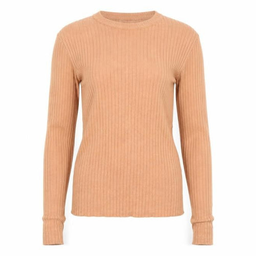 Brave Soul Women's Beige Ribbed Knit Crew Neck Pullover Jumper XS