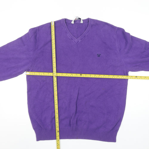 Crew Clothing Co. Men's Purple Cotton V-Neck Jumper L