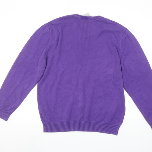 Crew Clothing Co. Men's Purple Cotton V-Neck Jumper L