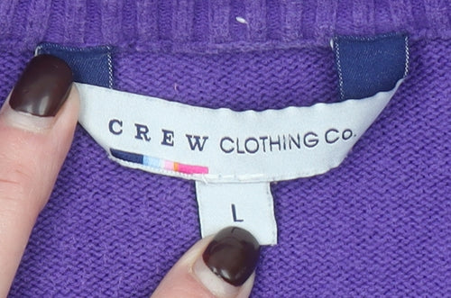 Crew Clothing Co. Men's Purple Cotton V-Neck Jumper L