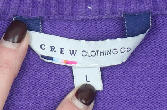 Crew Clothing Co. Men's Purple Cotton V-Neck Jumper L