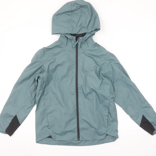 Quechua Boys Green Waterproof Hooded Rain Coat Jacket 10-11 Years