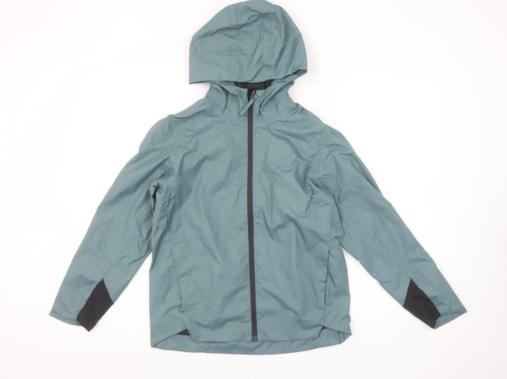 Quechua Boys Green Waterproof Hooded Rain Coat Jacket 10-11 Years