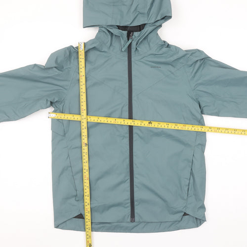 Quechua Boys Green Waterproof Hooded Rain Coat Jacket 10-11 Years