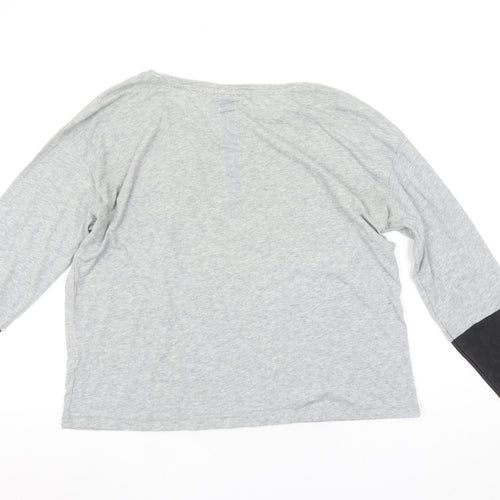 Puma Womens Grey Long Sleeve Logo Pullover Top Size 14