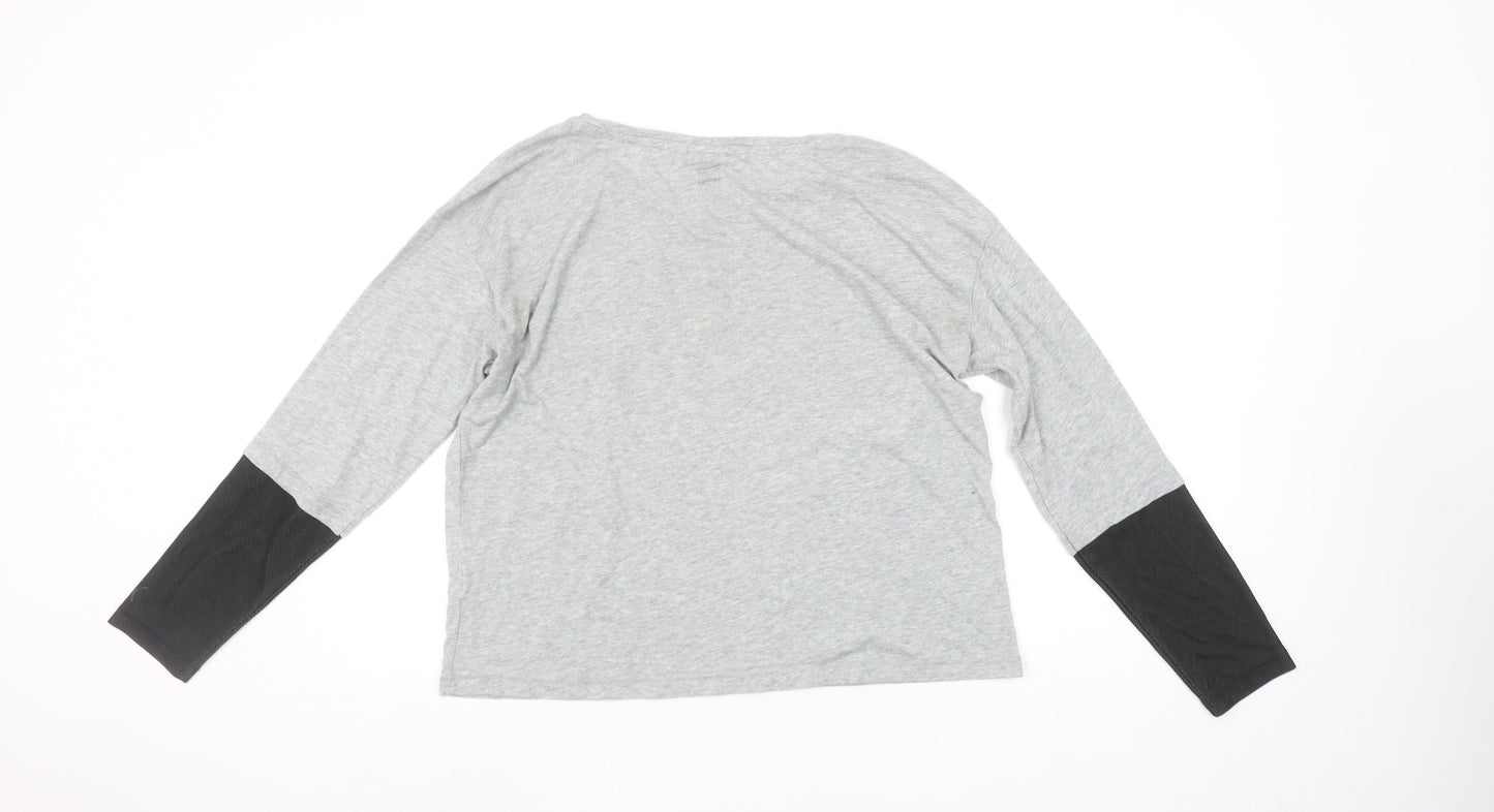 Puma Womens Grey Long Sleeve Logo Pullover Top Size 14