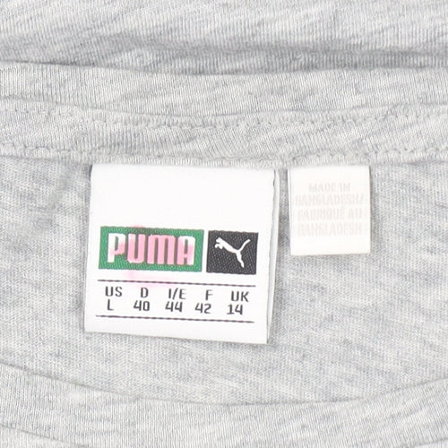 Puma Womens Grey Long Sleeve Logo Pullover Top Size 14