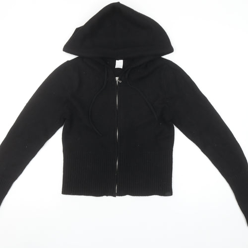Gilly Hicks Girls Black Full Zip Hooded Cardigan Size L
