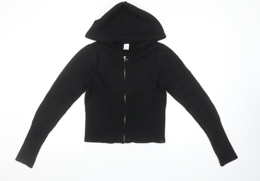 Gilly Hicks Girls Black Full Zip Hooded Cardigan Size L