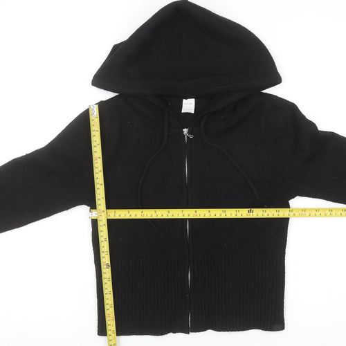 Gilly Hicks Girls Black Full Zip Hooded Cardigan Size L