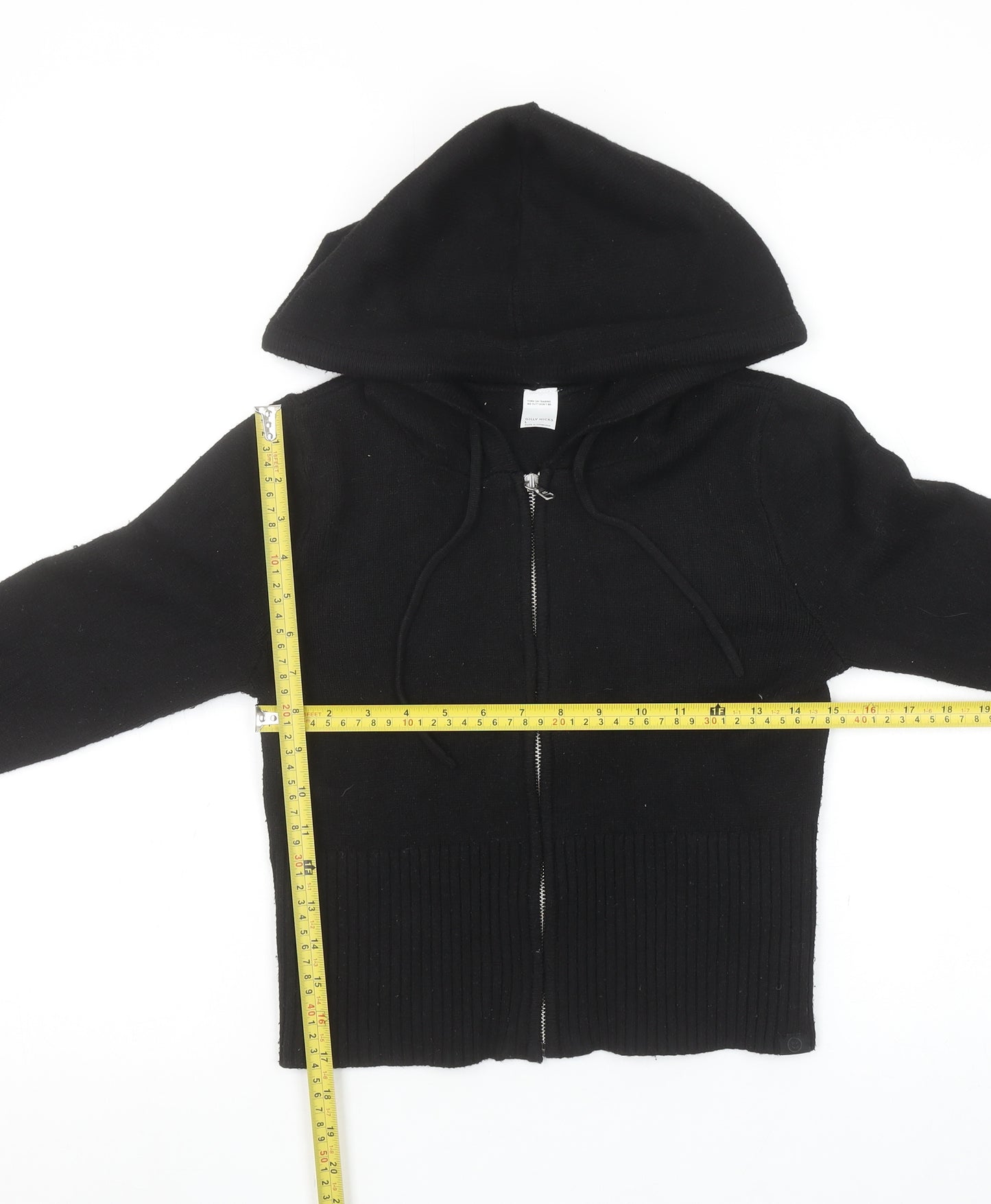 Gilly Hicks Girls Black Full Zip Hooded Cardigan Size L