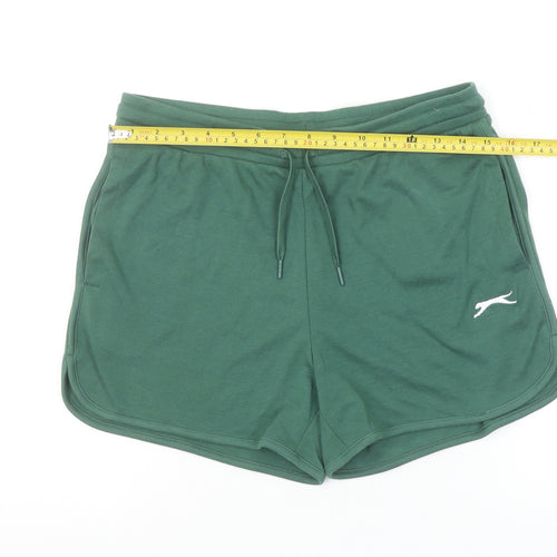 Slazenger Women's Green Biker Shorts Size 10 Drawstring Activewear