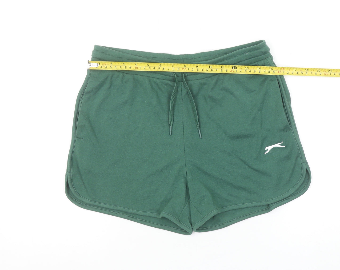Slazenger Women's Green Biker Shorts Size 10 Drawstring Activewear