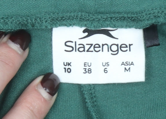 Slazenger Women's Green Biker Shorts Size 10 Drawstring Activewear