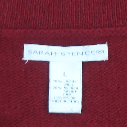 Sarah Spencer Women's Red Lambswool Angora Button Cardigan L