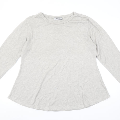 Alexara Womens Grey Long Sleeve Basic Cotton T-Shirt One Size