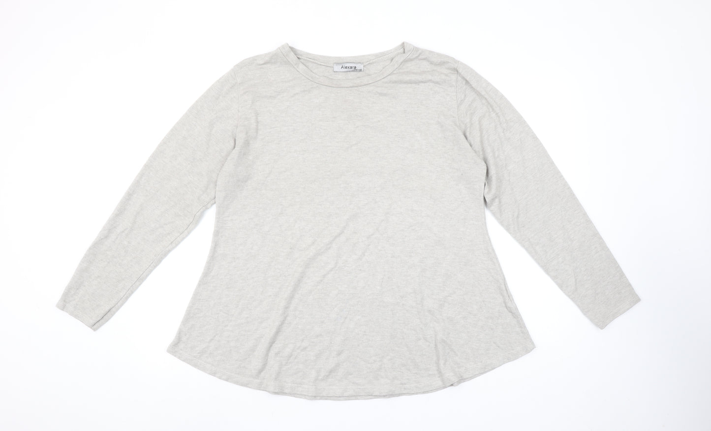 Alexara Womens Grey Long Sleeve Basic Cotton T-Shirt One Size