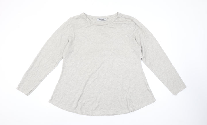 Alexara Womens Grey Long Sleeve Basic Cotton T-Shirt One Size