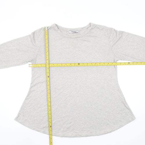 Alexara Womens Grey Long Sleeve Basic Cotton T-Shirt One Size