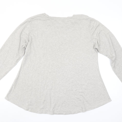 Alexara Womens Grey Long Sleeve Basic Cotton T-Shirt One Size