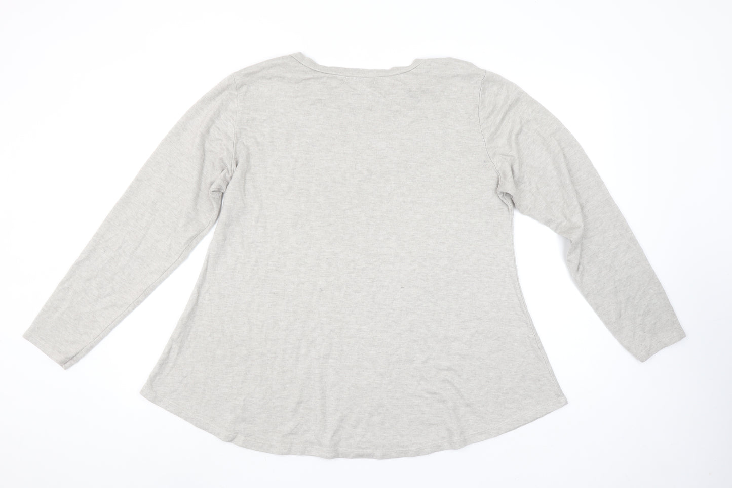 Alexara Womens Grey Long Sleeve Basic Cotton T-Shirt One Size