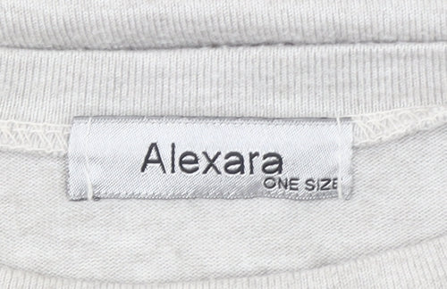 Alexara Womens Grey Long Sleeve Basic Cotton T-Shirt One Size