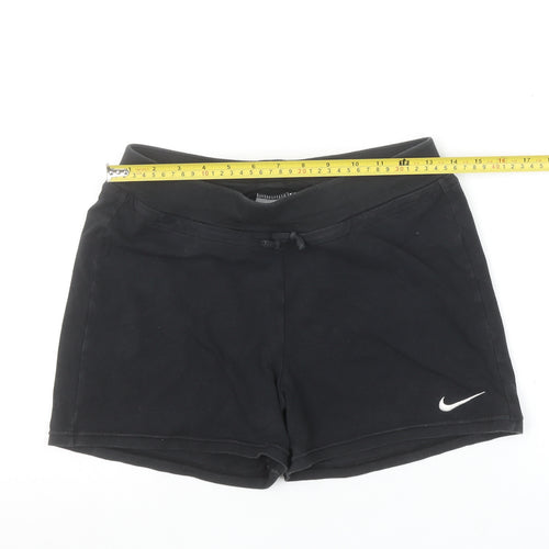 Nike Women Black Small Athletic Shorts Cotton Blend Drawstring