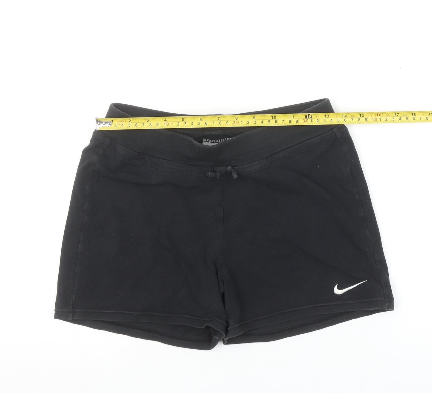 Nike Women Black Small Athletic Shorts Cotton Blend Drawstring