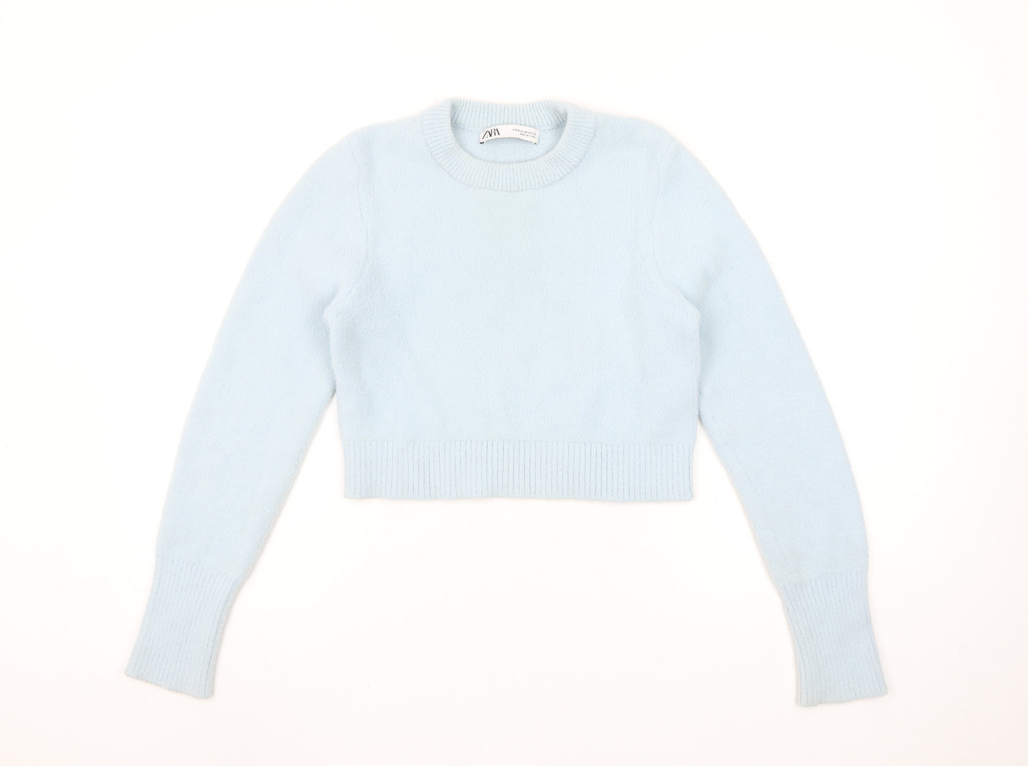 Zara Womens Blue Crew Neck Knit Pullover Jumper Size 12