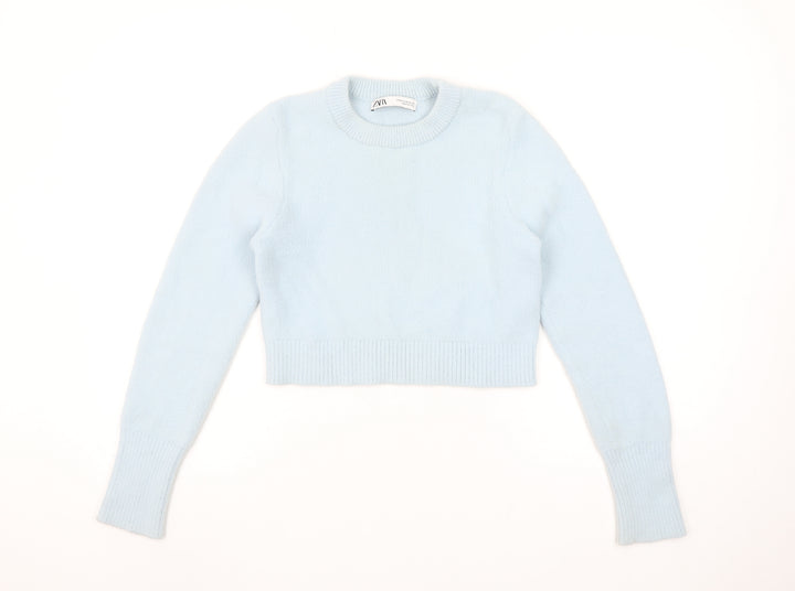 Zara Womens Blue Crew Neck Knit Pullover Jumper Size 12