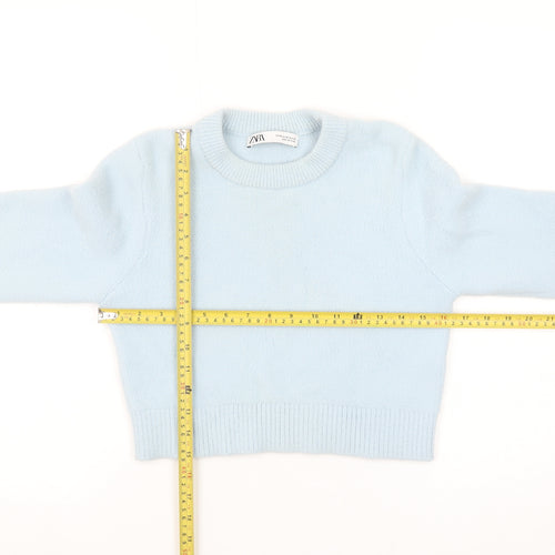 Zara Womens Blue Crew Neck Knit Pullover Jumper Size 12