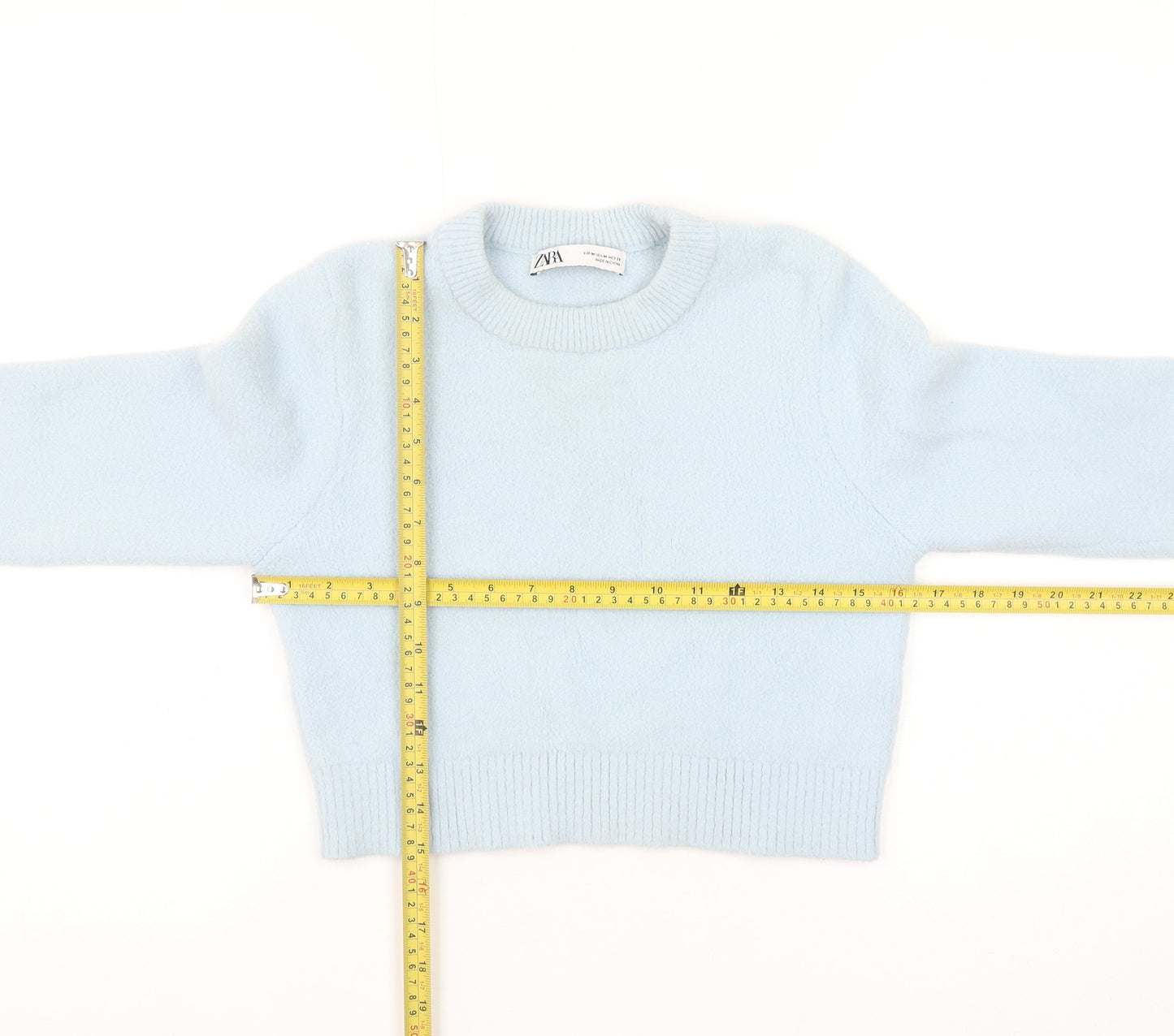Zara Womens Blue Crew Neck Knit Pullover Jumper Size 12