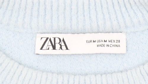 Zara Womens Blue Crew Neck Knit Pullover Jumper Size 12