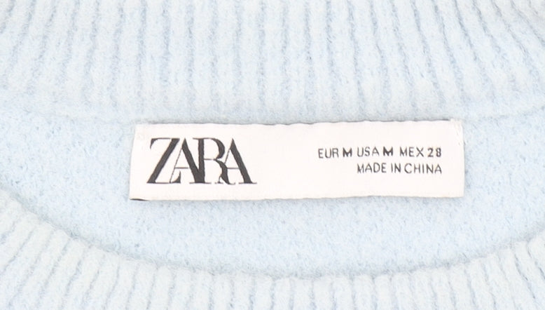 Zara Womens Blue Crew Neck Knit Pullover Jumper Size 12
